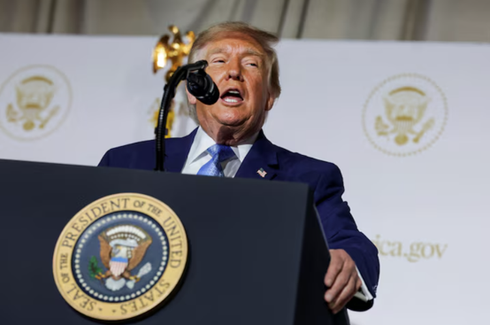 US President Donald Trump speaking at the launch event for the new AI government website America.gov National Design Studio at the Mellon Auditorium in Washington, D.C., on September 29, 2026