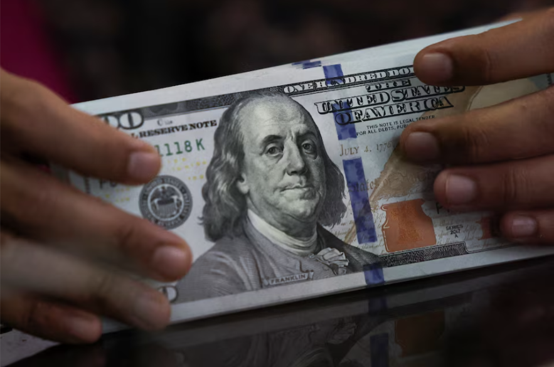 Close-up illustration of US dollar banknotes