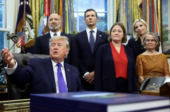 Scene representing campaign activity linked to former US President Donald Trump