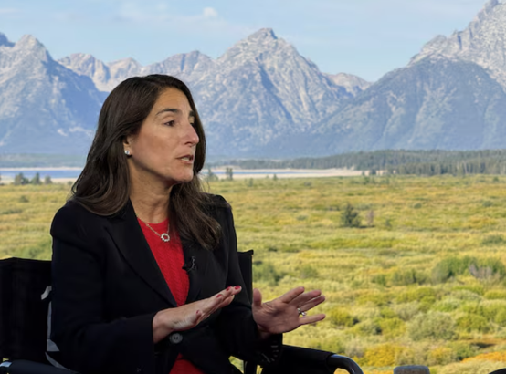 Cleveland Fed President Beth Hammack speaks during the Jackson Hole economic symposium in Wyoming on August 27, 2026