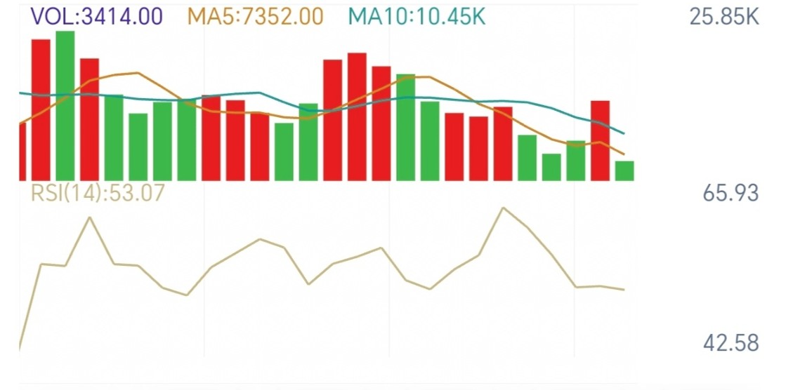 Spot Gold 1-Hour Chart VOL and RSI(14